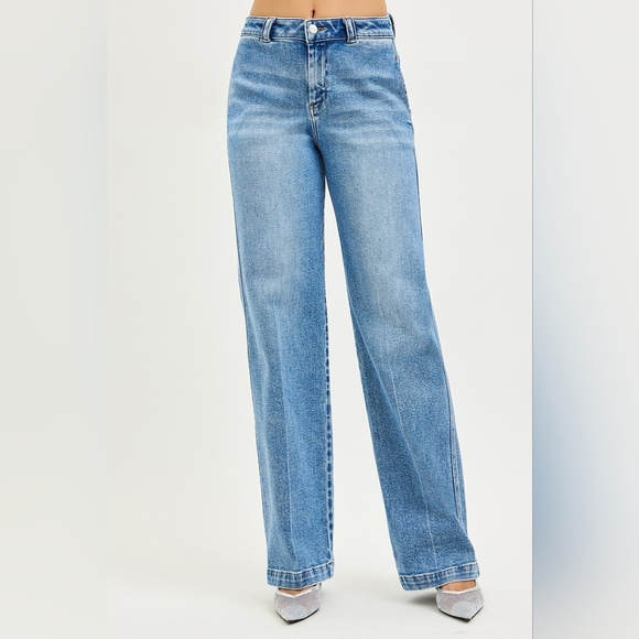 RISEN High Rise Medium Wash Slouchy Straight Fit Jeans Trouser Various NEW - Picture 6 of 6